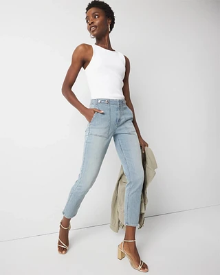 High-Rise Novelty Waist Slim Cropped Jean