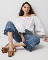 High-Rise Released Hem Wide Leg Cropped Jean