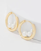 Gold + Pearl Hoop Earrings