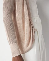 Mesh Cinched Cardigan Sweater