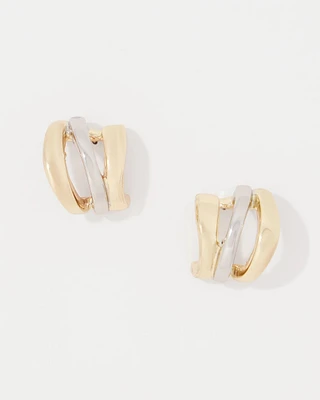 Silver + Gold Sculptural Hoop Earrings