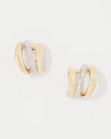 Silver + Gold Sculptural Hoop Earrings