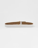Leather Belt with Gold Sculptural Buckle
