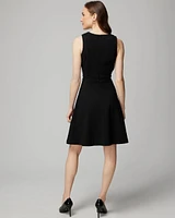 Luxe Stretch Button Detail Fit & Flare Dress