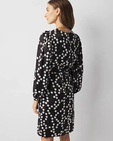 Polka Dot Faux Wrap Dress