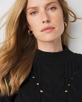 Cabled Mock Neck Pullover Sweater