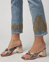 Mid-Rise Everyday Soft Denim™ Embroidered Hem Slim Crop Jeans