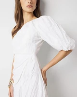 Petite One-Shoulder Bubble Hem Linen-Blend Dress