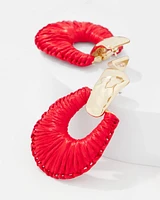 Gold + Red Raffia Drop Earrings
