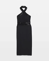 Embellished Halter Midi Dress