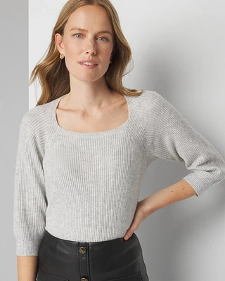 Ribbed Raglan Pullover Sweater