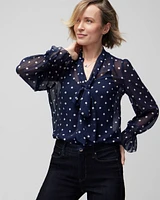 Long Sleeve Tie Neck Blouse