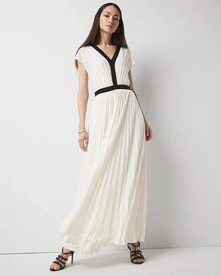 Colorblocked Pleated Maxi Dress