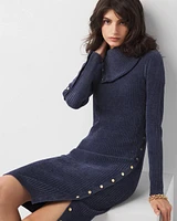 Chenille Button Trim Sweater Dress