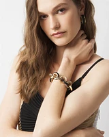 Black Leather + Pavé Link Bracelet