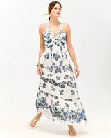 Petite Strappy Floral Halter Maxi Dress