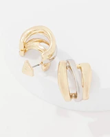Silver + Gold Sculptural Hoop Earrings