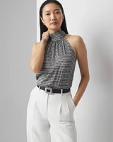 Geometric Print Mock Neck Shell