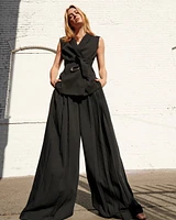 Pleated Ultra-Wide Leg Pant