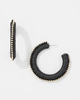Gold + Black Raffia Hoop Earrings