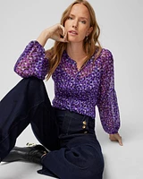 Long Sleeve Button Clip Blouse
