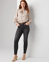 High-Rise Embellished Slim Ankle Jeans
