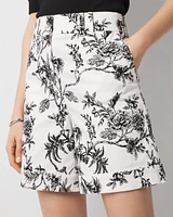 High-Rise Floral Print Sateen Short