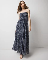 Strapless Mesh Maxi Dress