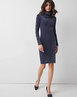 Chenille Button Trim Sweater Dress