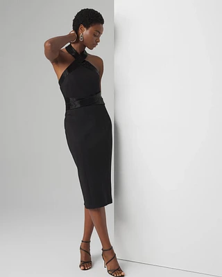 Embellished Halter Midi Dress