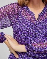Long Sleeve Button Clip Blouse