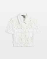 Petite Short-Sleeve Lace Jacket