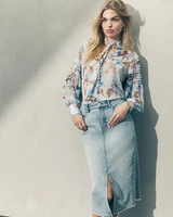 Petite Denim Midi Skirt