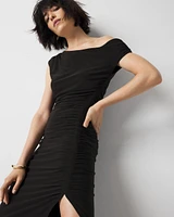 Petite One-Shoulder Ruched Maxi Dress
