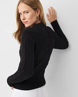 Cabled Mock Neck Pullover Sweater