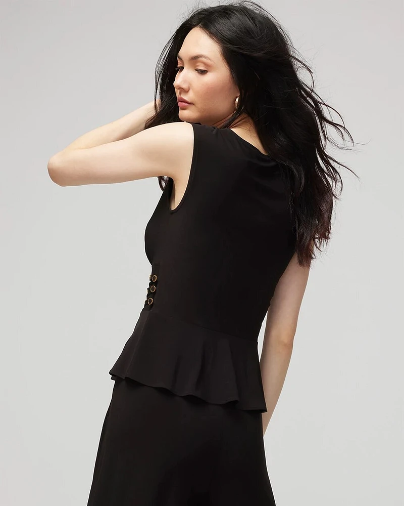 Matte Jersey Button Peplum Top