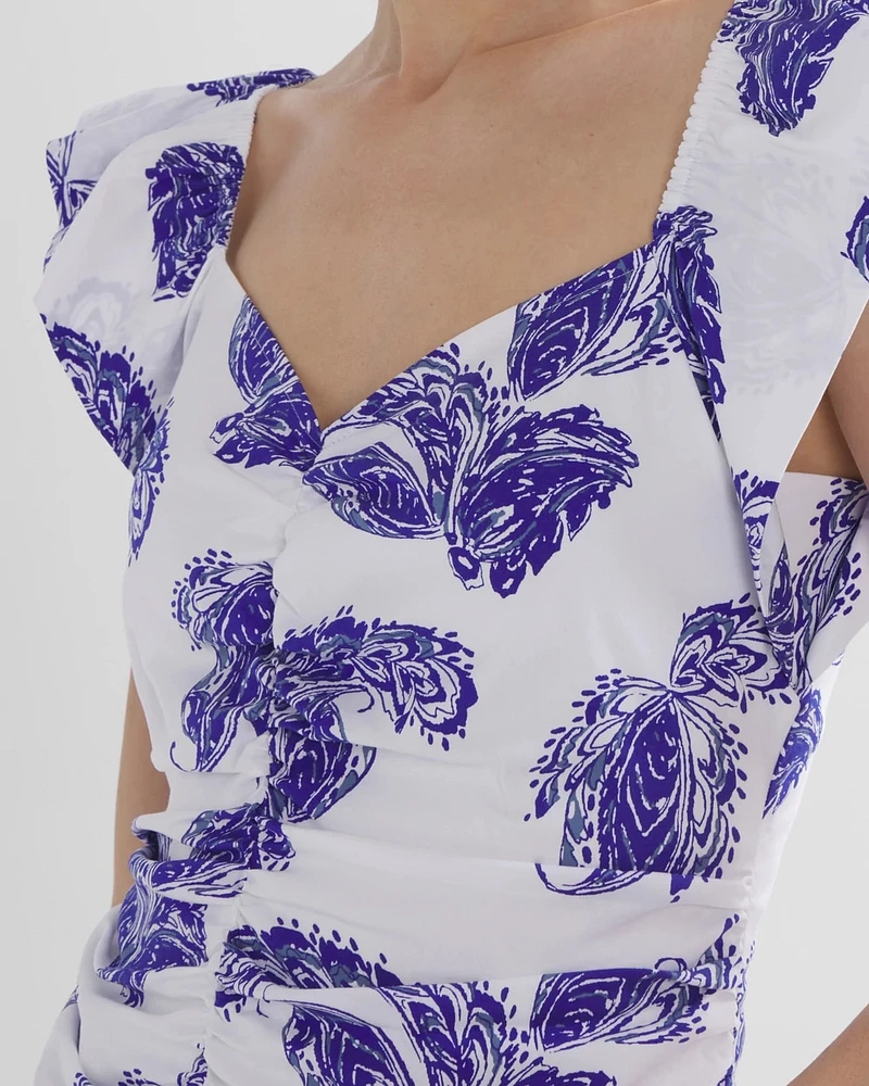 Flutter Sleeve Ruched Top