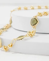 Olive + Gold Single Strand Necklace