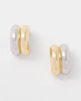 Mixed Metal Double Hoop Huggie Earrings