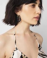 Black Raffia + Crystal Drop Earrings