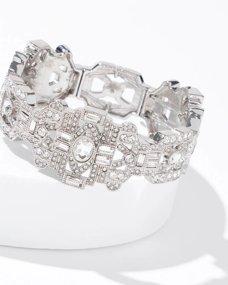 Art Deco Silver Stretch Bracelet