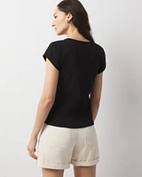 WHBMFORME™ Ribbed Stretch Scoop Neck Tee
