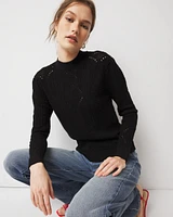 Mock Neck Pointelle Sweater