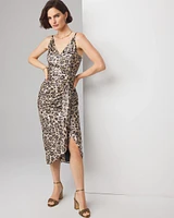 Leopard Print Faux Wrap Dress
