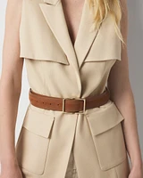 Wide Belt with Gold Buckle