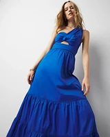One-Shoulder Twist Front Maxi Dress