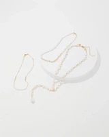 Gold + Pearl Convertible Y Necklace