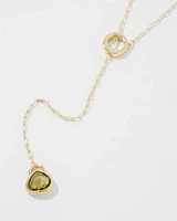 Olive + Gold Y Necklace