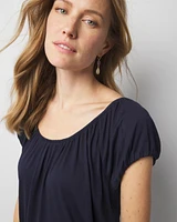 Shirred Scoop Neck Top