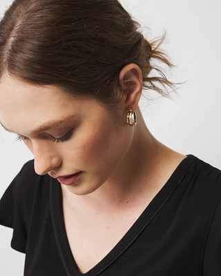 Silver + Gold Sculptural Hoop Earrings